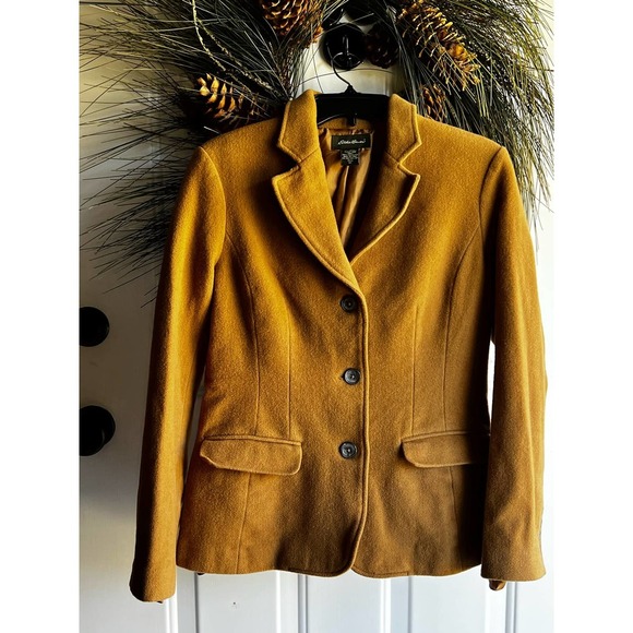 Womens Wool & Angora Chestnut Tan Brown Eddie Bauer Peacoat - Picture 1 of 12